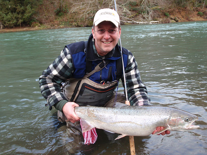 J.R. Hall with a southern Olympic Peninsula winter steelhead. (Photo by JR Hall)