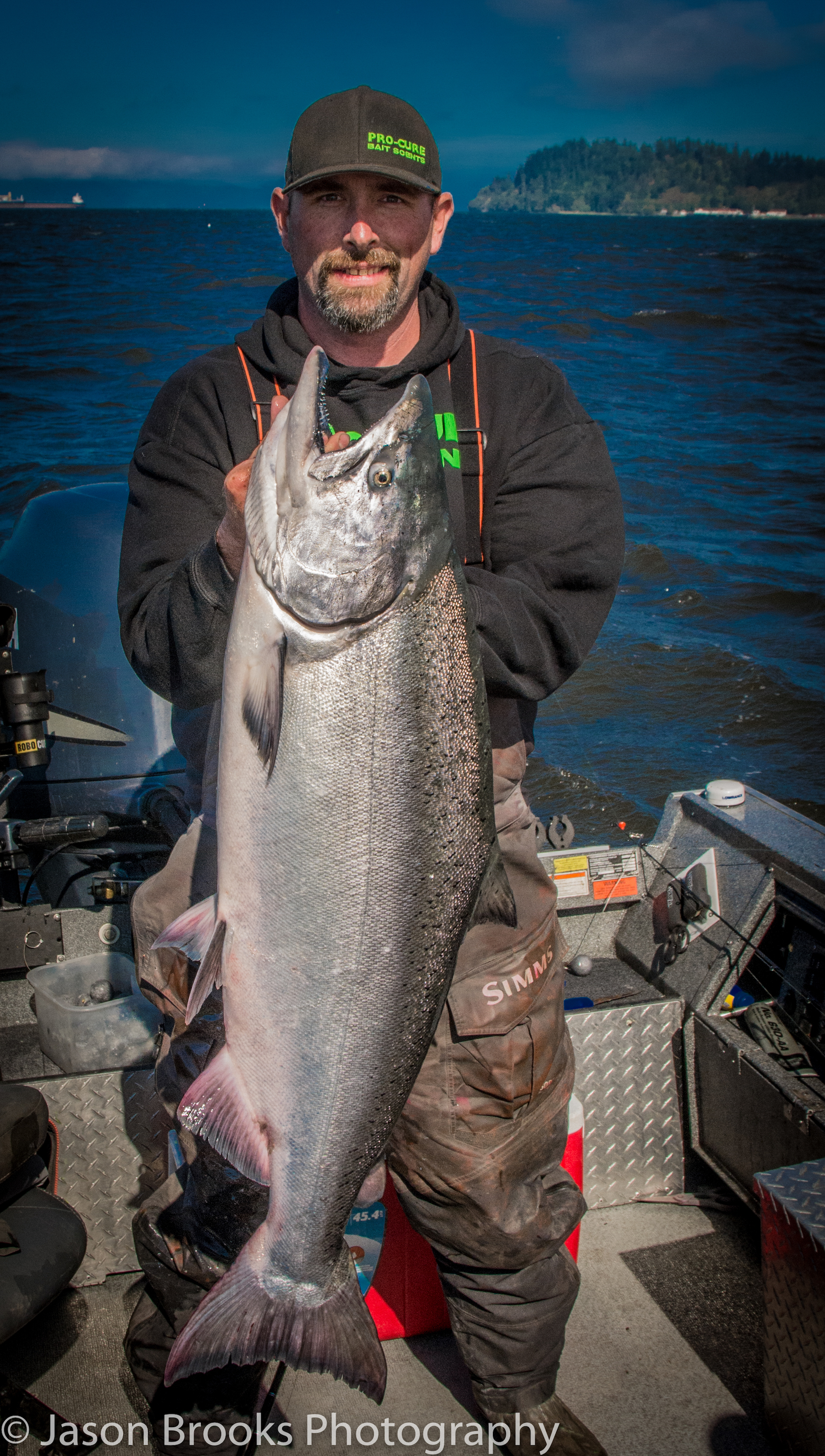 Jason Humbly with a nice Up River Bright Chinook that fell for Anise Oil infused into the plug cut herring